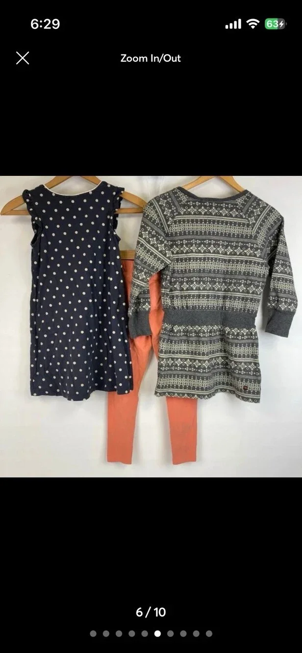 Tea Collection Sz 7 Girls Dresses & Lands End Leggings Lot Outfit Set 3pc Bundle